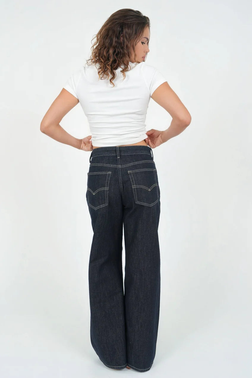 „Wideleg" Jeans Dunkelblau