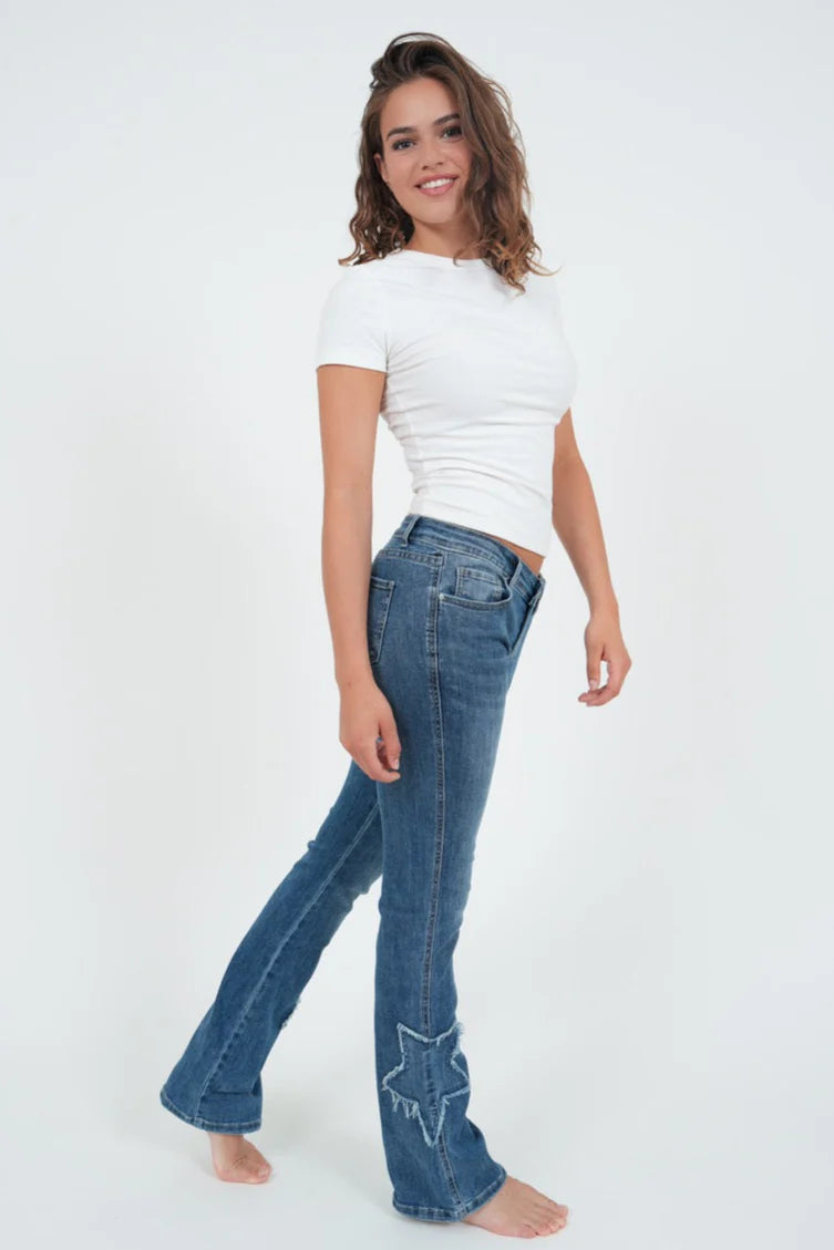 „Flared" Jeans Dunkelblau